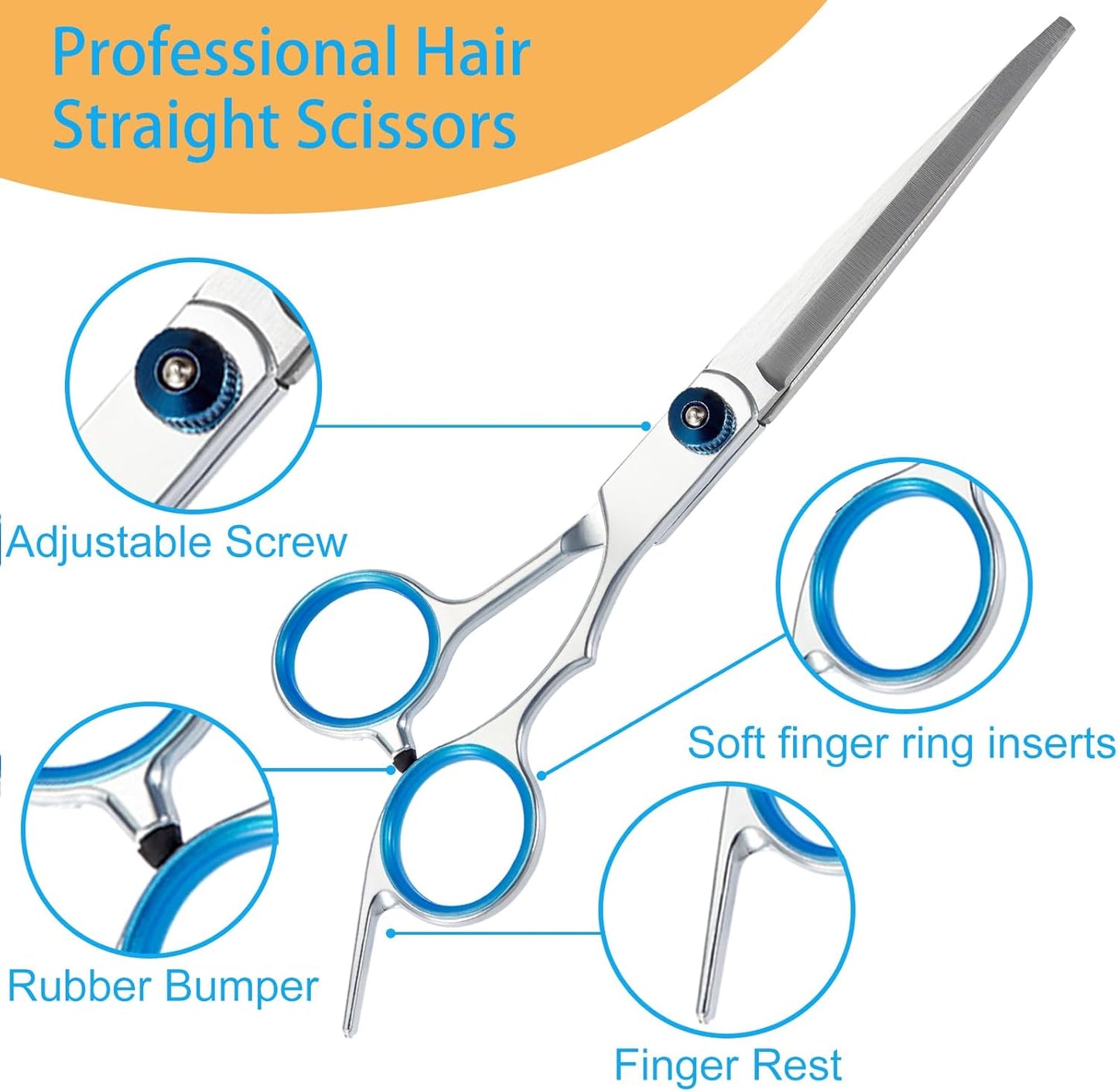 15 pcs Hair Cutting Scissors Professional, Thinning Shears for Hair Cutting, Stainless Steel Barber Scissors, Lengnoyp Haircut Scissors Hair Cutting Kit for Women, Men