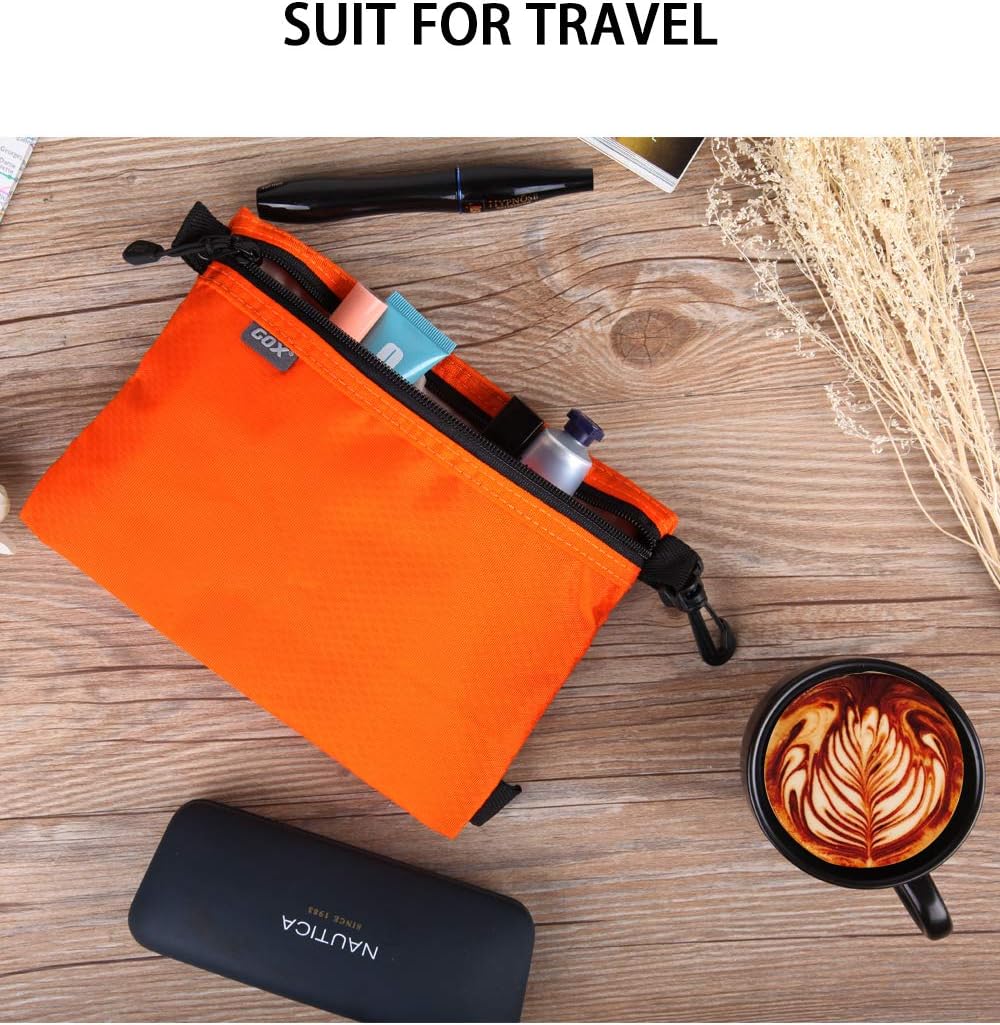 GOX Small Toiletry Bag for Men Bulk Cosmetic Bag Dopp Kit Carry On Zipper Pouch Organization Nylon Small Packing Sack Waterproof(Orange)
