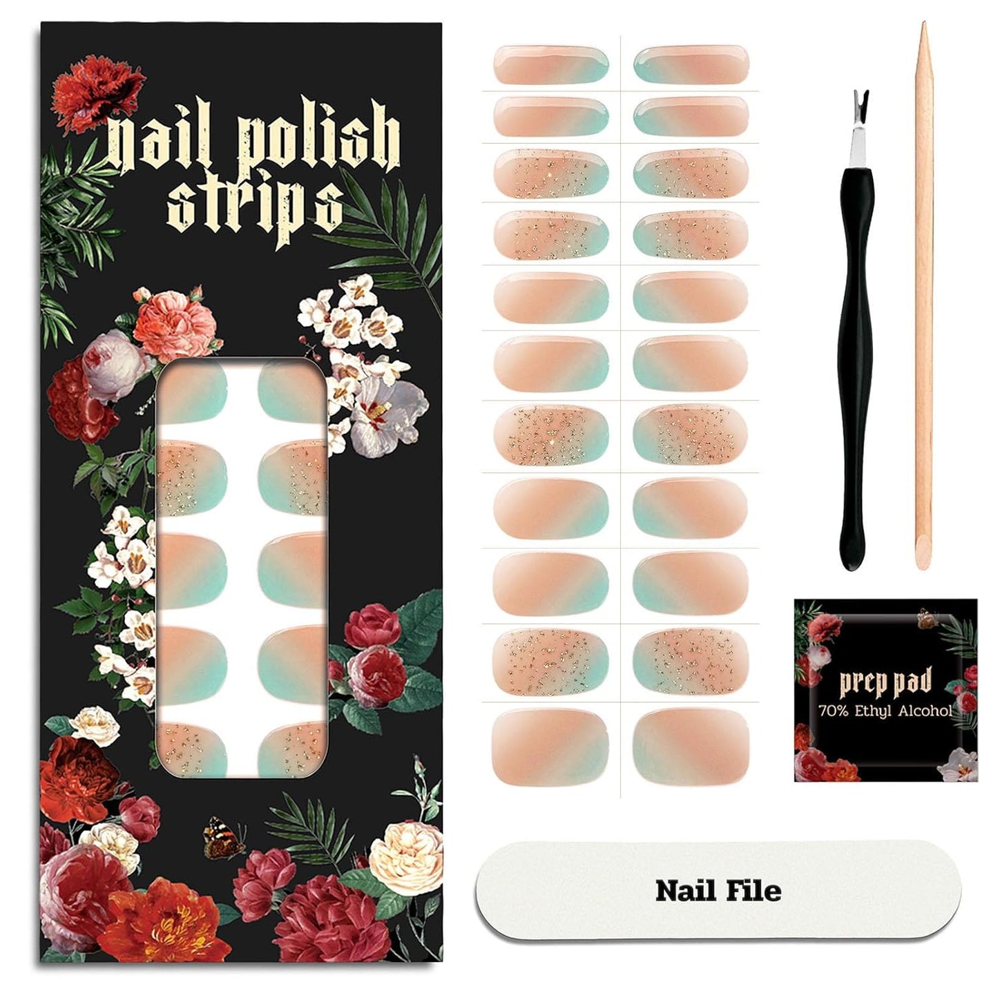 Nail Polish Strips - 22 Pcs Salon Quality Gel Nail Stickers - Long Lasting Wraps (Harvest A Pumpkin)