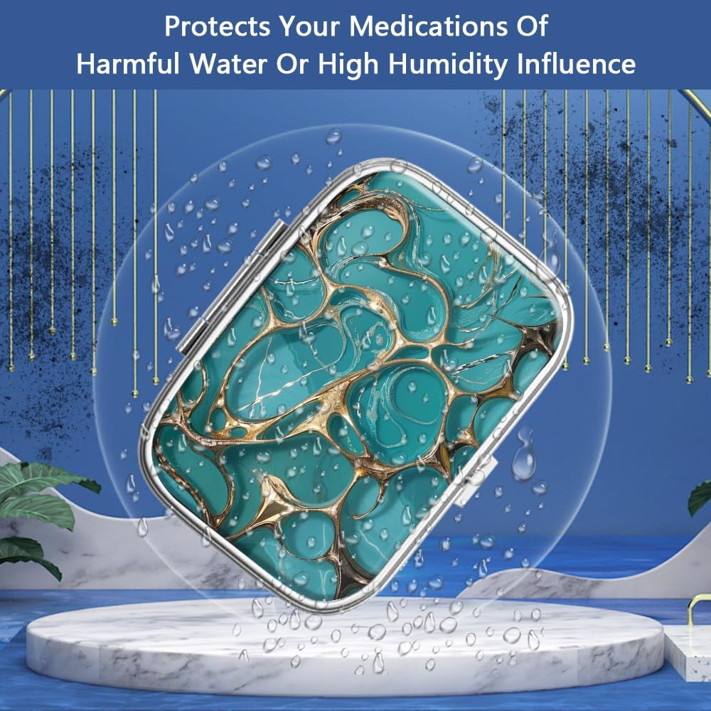 Pill Box 2 Compartment Small Pill Case,Portable for Pocket or Purse Pill Organizer Pill Container Holder to Hold Vitamins, Medication, Fish Oil and Supplements(2PCS)