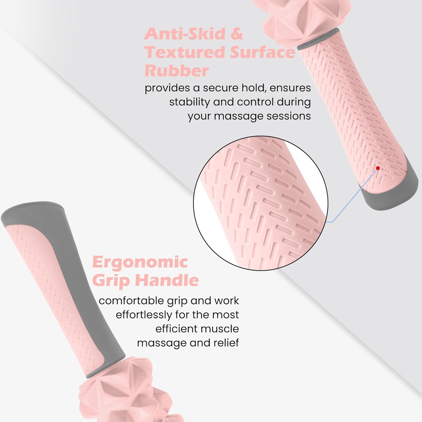 KITWILD Muscle Roller Stick, Massage Roller Stick for Athletes, Body Massage Stick for Muscles Deep Tissue, Muscle Relaxation Roller for Physical Therapy, Myofascial Release, and Yoga Therapy, Pink