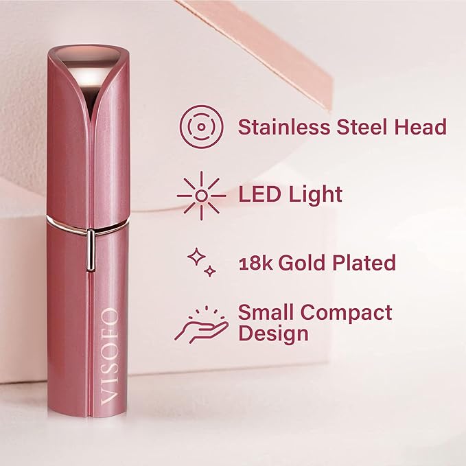 Facial Hair Removal for Women | Electric Razor Device Small Mustache Dermaplaning Remover Tools Tweezers Epilator Trimmer Face Dermaplane Shavers Beauty Gadgets Set Accessories by VISOFO (RoseQuartz)