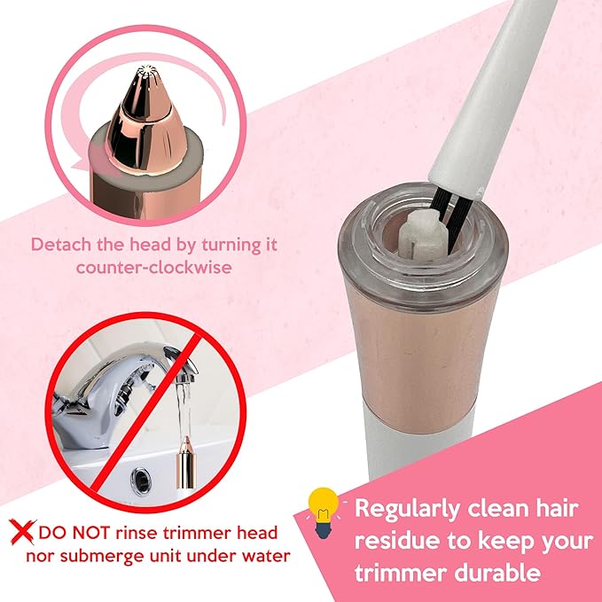 Mini Portable Painless Eyebrow Remover Trimmer for Women, Eyebrow Razor Epilator Pen,18K Gold-Plated Hypoallergenic Precision Pencil-tip. 360° LED Light for Instant and Painless Hair Remover.