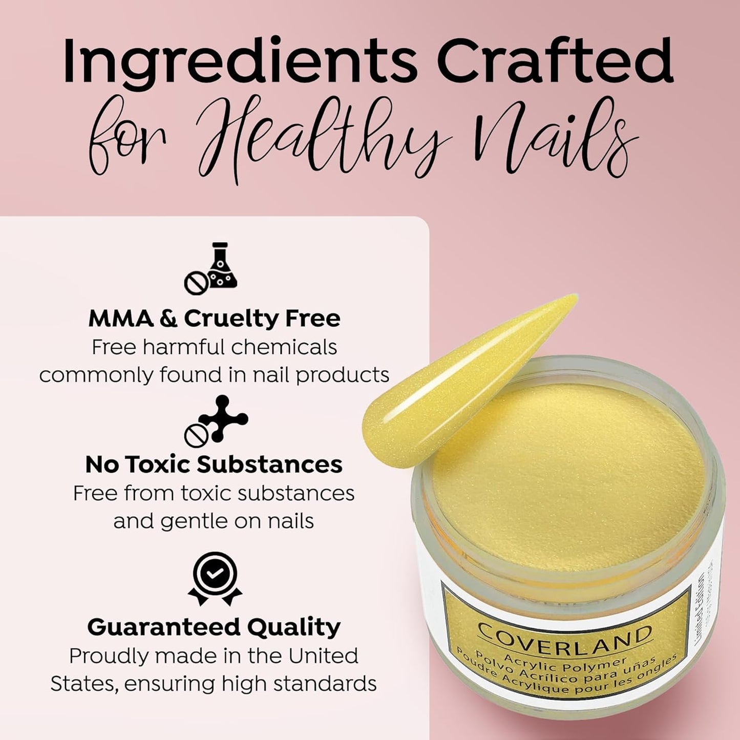 Tones Coverland Acrylic Nail Powder "Banana Split" - Limited Edition Acrylic Powder for Nail Design, Sculpting, and Masking Nail Bed Imperfections - (1.5 Oz)