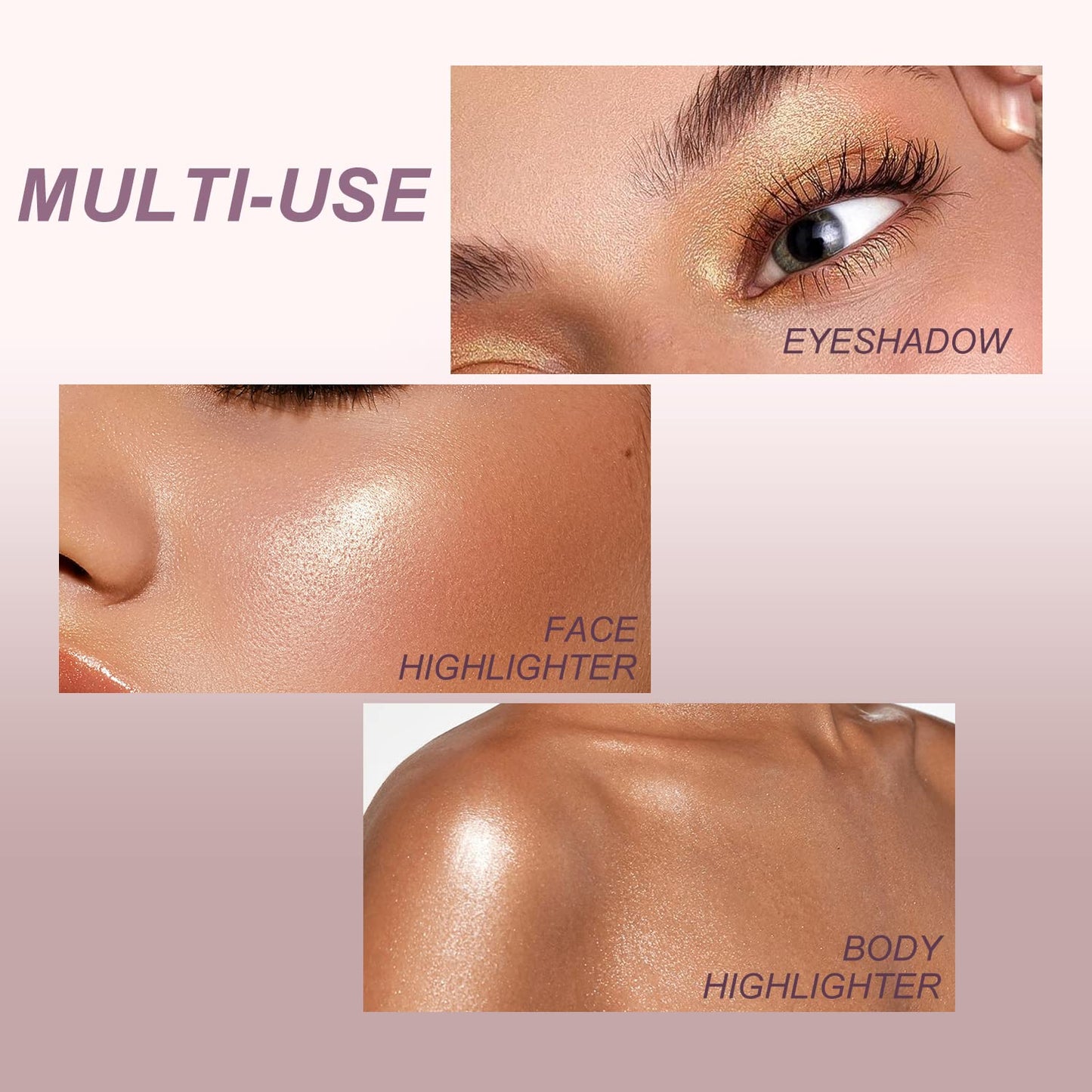 YOUNG VISION Pressed Powder Highlighter, Baked Natural Glow Contour Powder & Face Highlighter, Cruelty Free, Shimmer Highlighting Makeup for Face, Eye, Eyeshadow, Body, Skin (White)