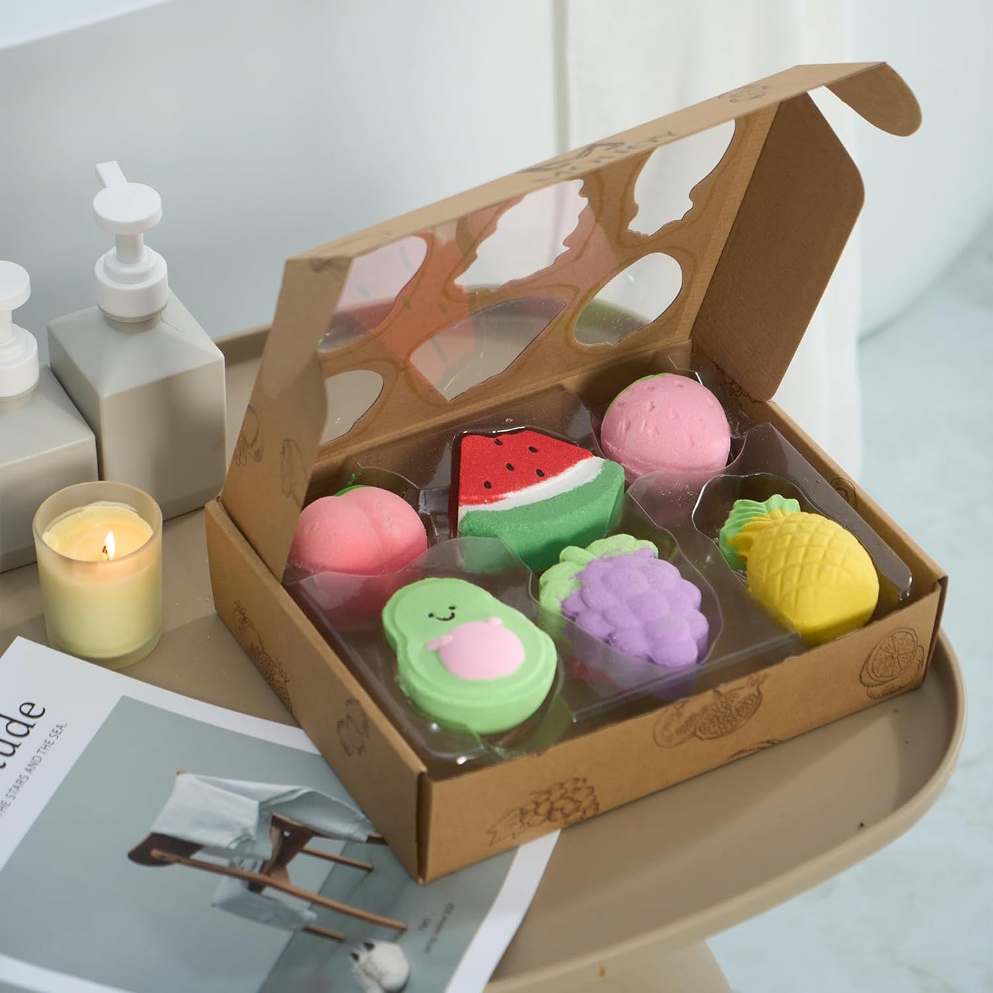 Bath Bombs for Teen Girls Boys– Fruit Shaped, Natural & Non-Toxic with Surprise Inside, Fun Gift Set for Kids Ages 3+