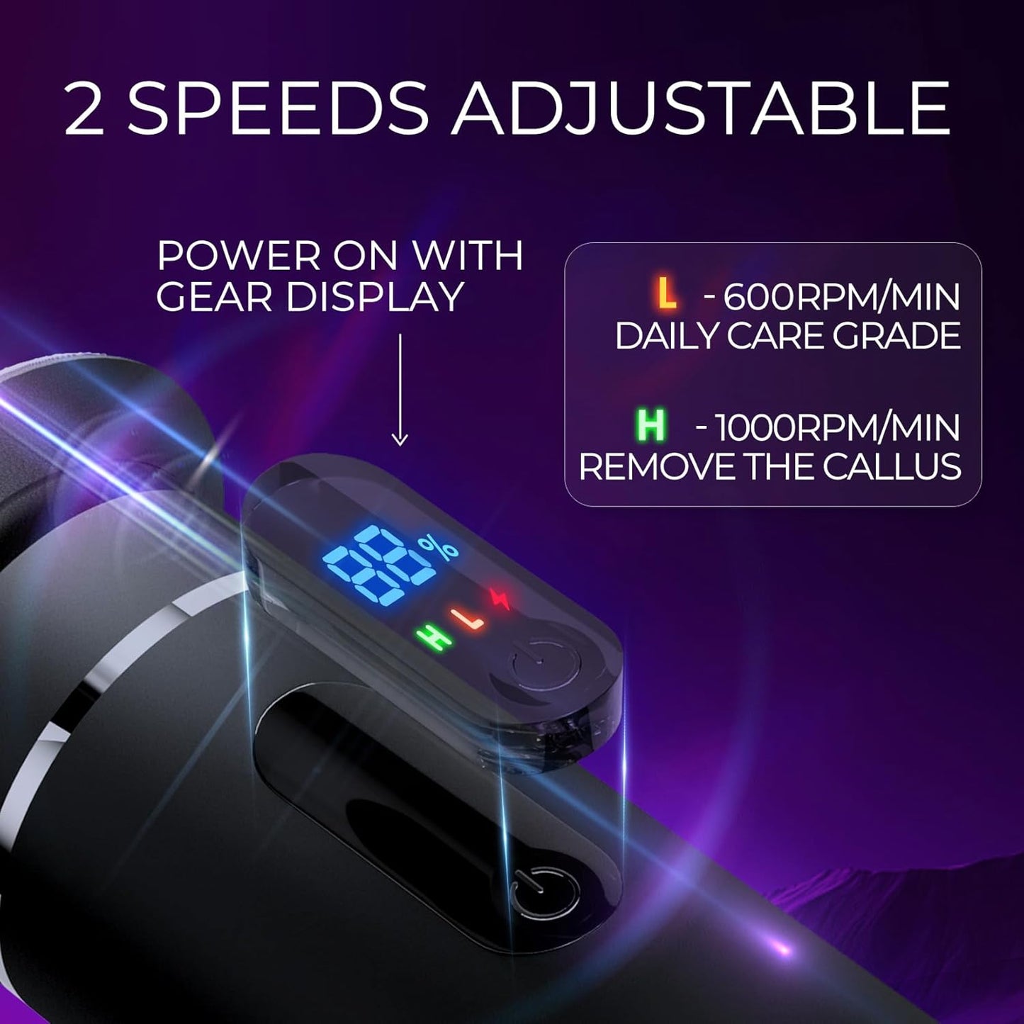 krofaue Rechargeable Electric Callus Remover for Feet - 2 Speed Electric Foot File with 30 Replaceable Sandpaper, Wireless Pedicure Tool for Dead Skin & Heel Callus