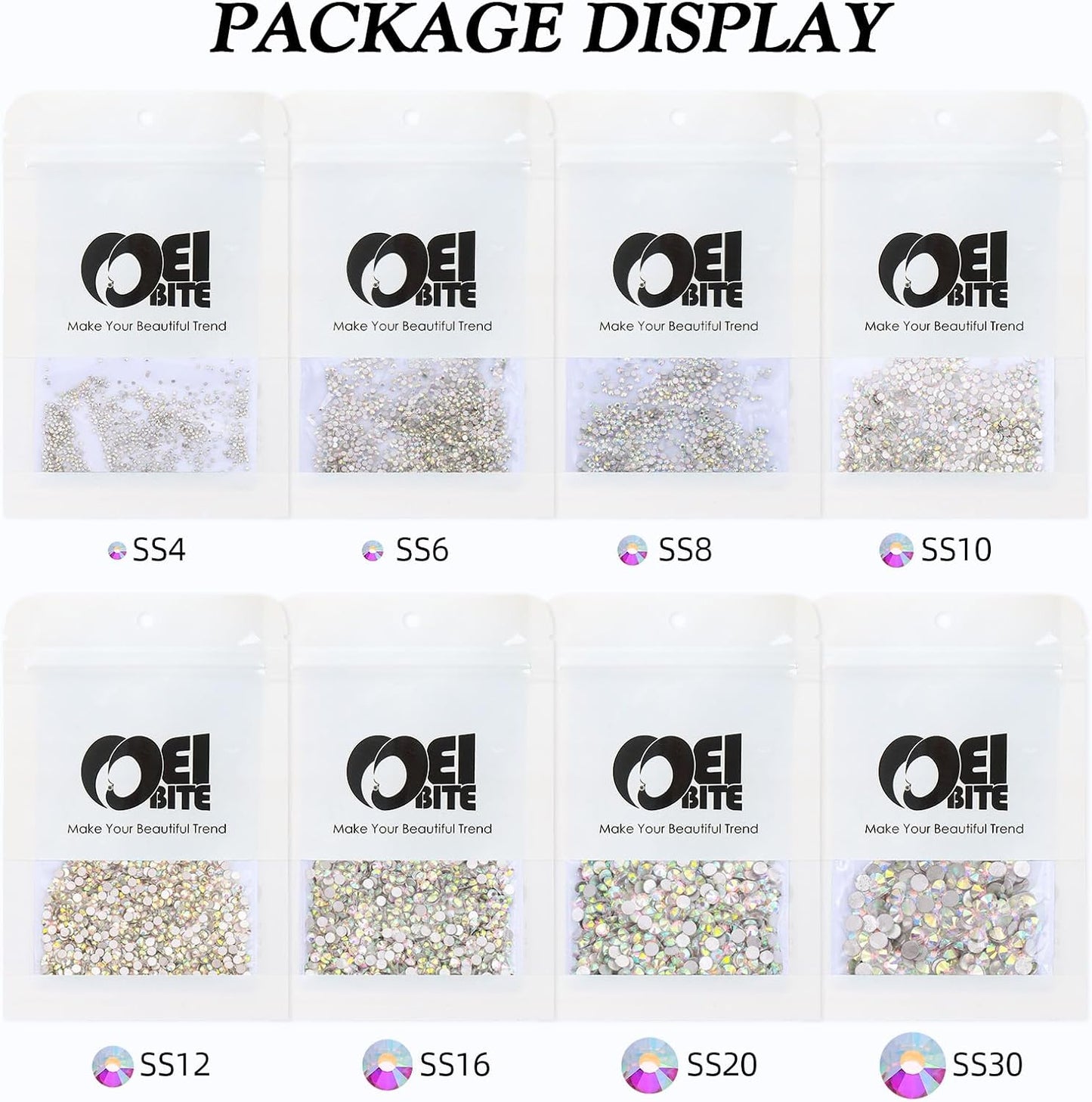 Crystal AB Flatback Rhinestones, Glass Rhinestones for Nail Art and Craft, Glue Fix, Loose Crystal Gemstones(Crystal AB, SS8, 1440pcs, 2.3-2.5mm)