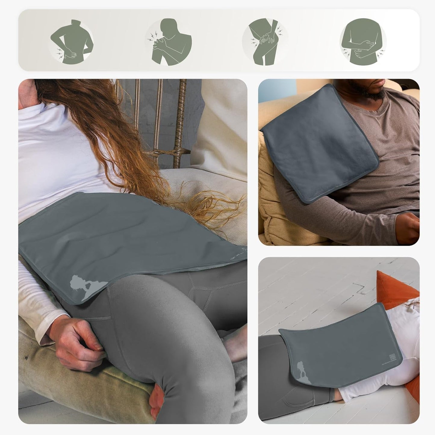 Large Ice Packs for Injuries Reusable - Soft Gel Hot and Cold Packs for Injuries, Hip, Shoulder, Back Pain Relief - 11.5" x 14.5" - Grey