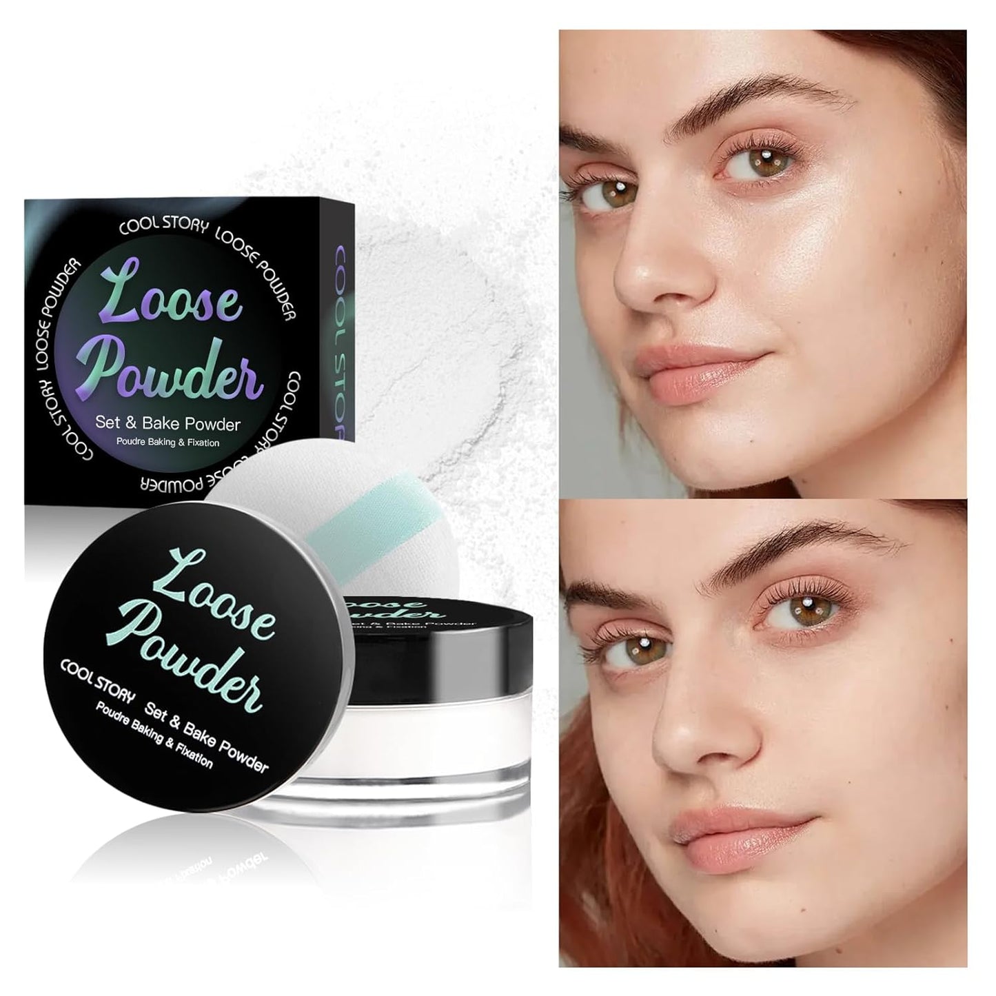 Loose Setting Powder, Bake Makeup Powder Full Coverage Matte Finish (Sugar, 6g/O.21oz)