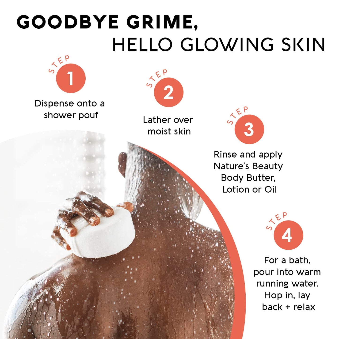 Nature's Beauty Orange Ginger Detox Body Wash Multi-Pack - Gentle Bath + Body Cleanser, Improve Skin Tone + Texture Made w/Vitamin C, Sunflower + Almond + Avocado Oils, 12 fl oz (2 Pack)