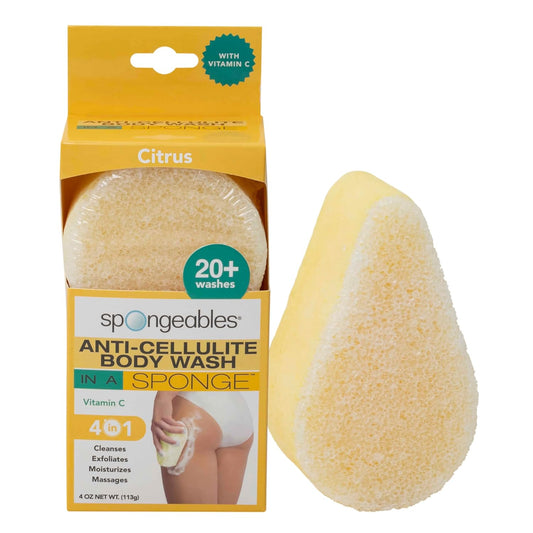 Spongeables Anti Cellulite Body Wash in a 20+ Wash Sponge, Citrus, 1 Count