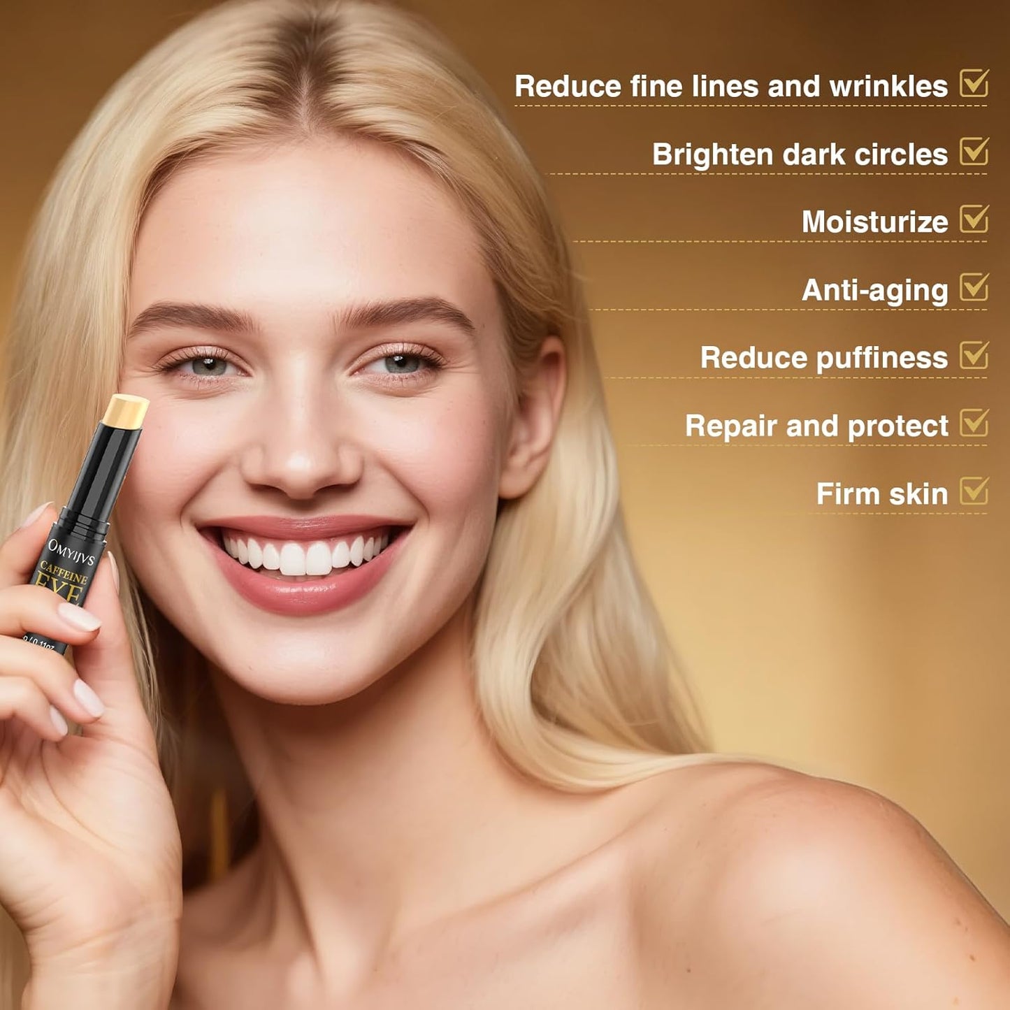 Caffeine Eye Stick, Anti-Aging Eye Cooling Stick, Under Eye Cream for Dark Circles, Wrinkles, Puffiness Bags Reduces Fine Lines