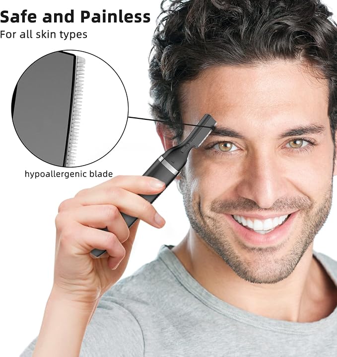 Eyebrow Trimmer and Facial Hair Remover, Rechargeable Hair Removal Women's Electric Shaver Razor for Peach Fuzz Chin Cheek Upper Lip (Black)