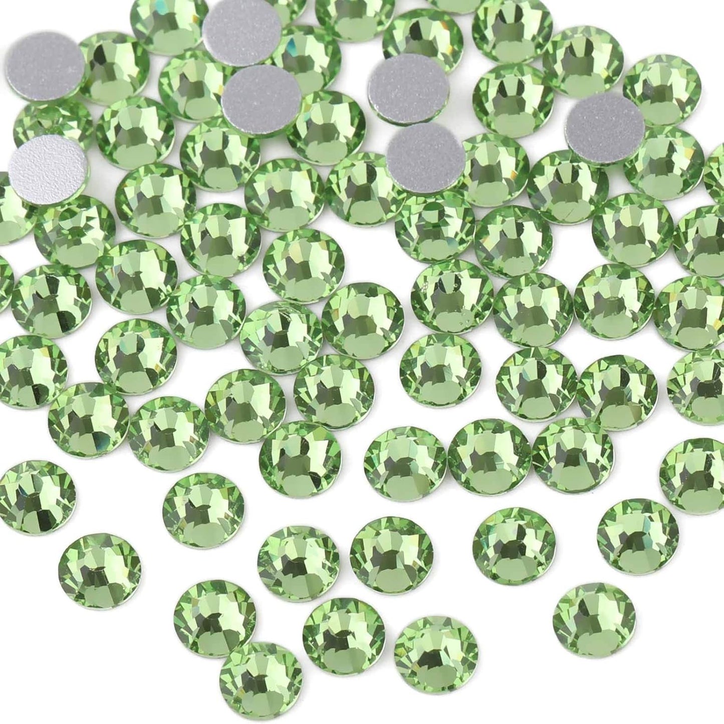 Beadsland 1440pcs Flat Back Crystal Rhinestones Round Gems for Nail Art and Craft Glue Fix,Light Green,SS16,3.8-4.0mm