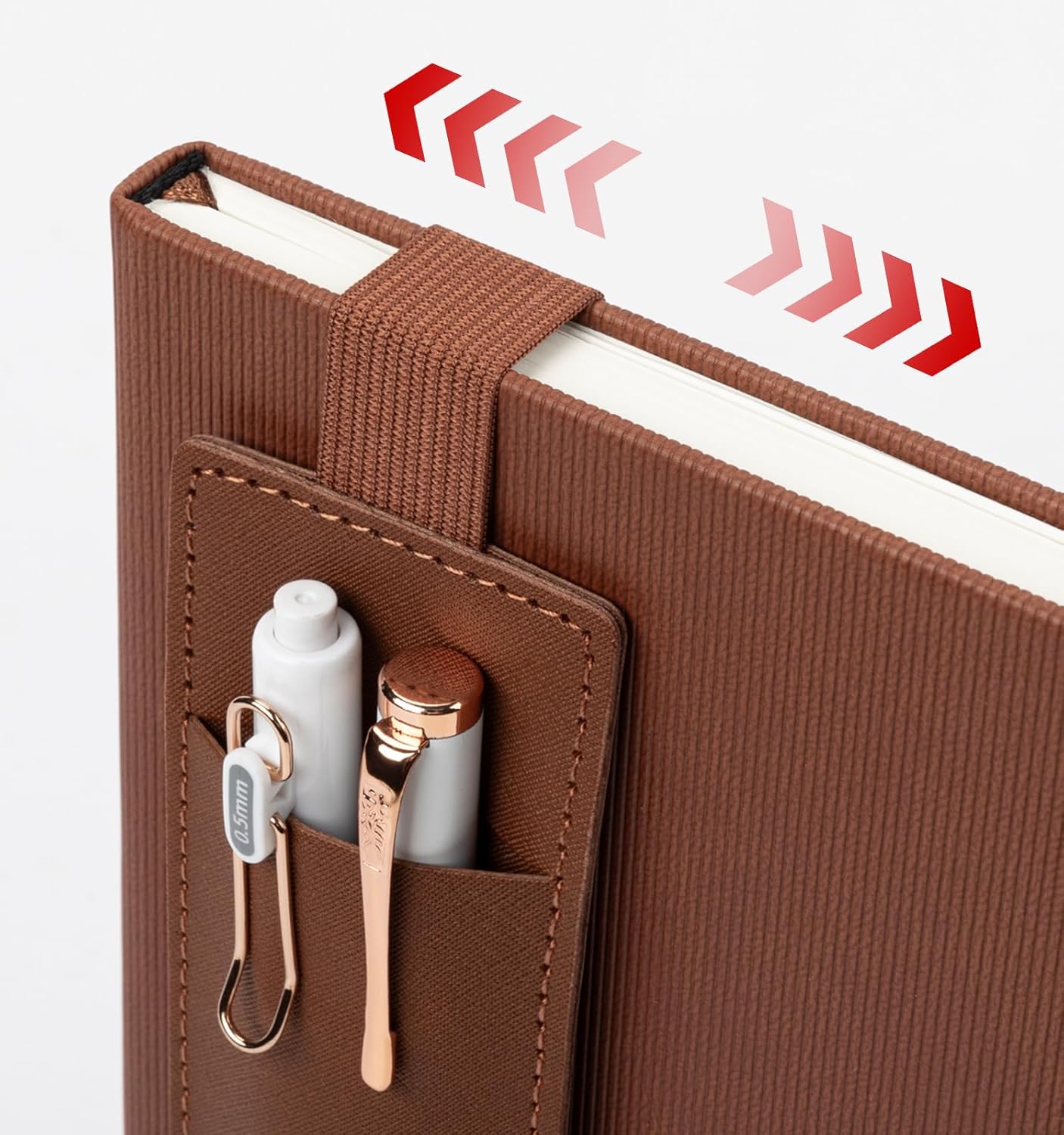 Lined Journal Notebook for Work, A5 Leather Notebook with Pen Sleeve, 100GSM/160 Pages Thick Paper, Daily Journals for Writing, School, Note Taking, Business, Travel, College Ruled