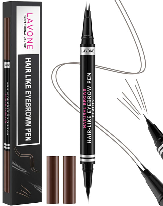 Eyebrow Pencil, 2-in-1 Waterproof Eyebrow Pen, with 2 Tip Microblading Eyebrow Pencil and Ultra-Precise Brow Pencil, with Eyebrow Brush, Eyebrow Pencils for Women, Natural Hair-Like Brows - Grey