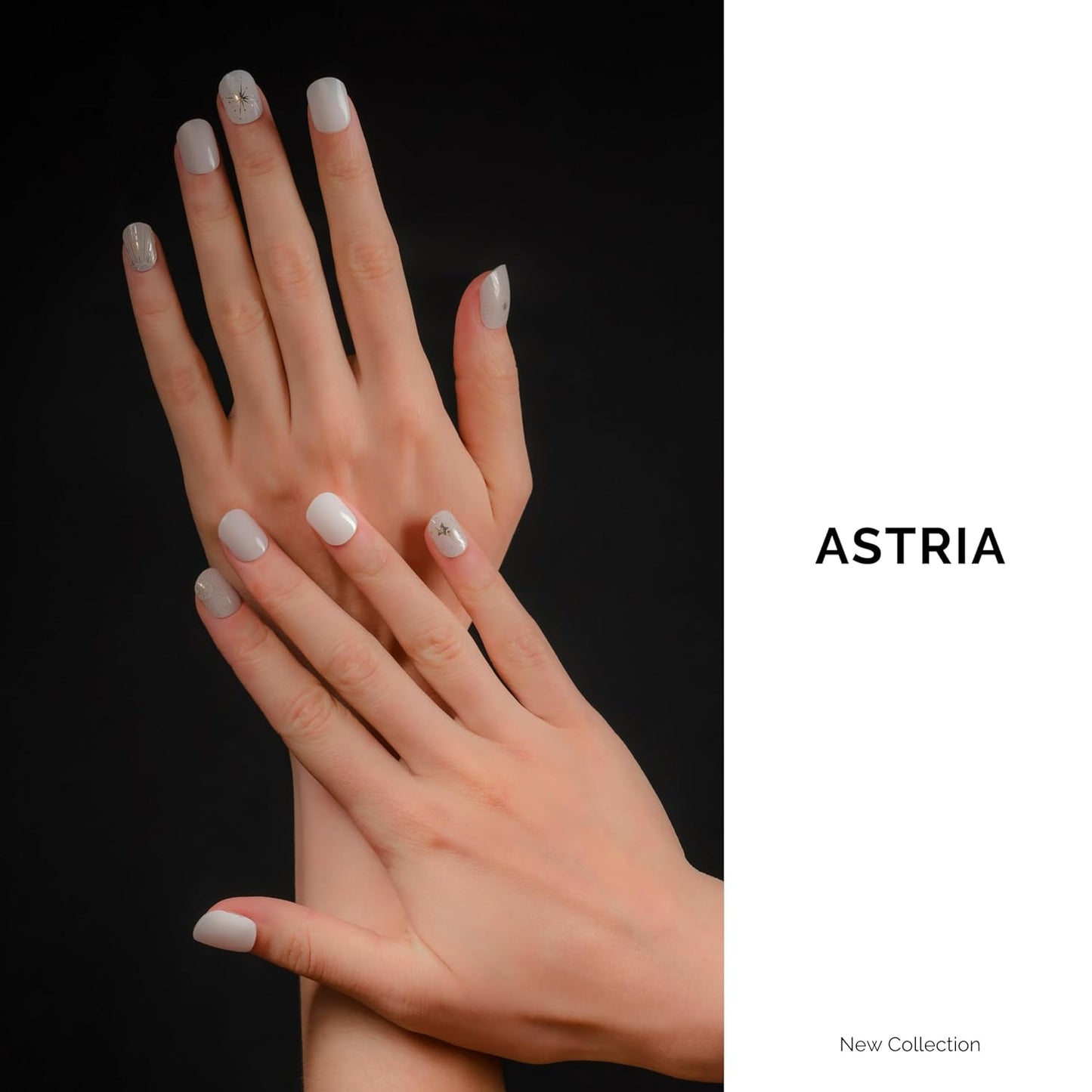 NAILOG Semi Cured Gel Nail Strips 34 pcs| Buy 2 Get 1 UV Lamp | Long Lasting Nail Polish Sticker Wraps with Glossy Gel Finish, Astria