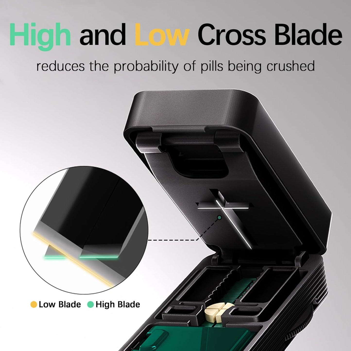 Pill Cutter Splitter for Small and Tiny Pills, 1/2 1/4 Pill Cutter for Small or Large Pills, Pill Splitter for Multiple Pills at a Time with Centering Device and Stainless Steel Blade (Brown)