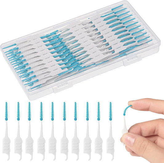 250 Pieces Dental Floss Picks, Silicone Interdental Brushes with Case Dental Brushes Dental Picks Green Tooth Floss Picks for Teeth Cleaning(Green)