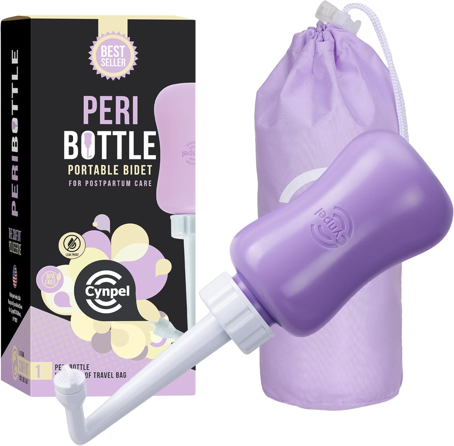 Peri Bottle - Portable Travel Bidet for Men or Women - Labour and Maternity Hospital Bag Essentials - After Birth Recovery Tools for Postpartum Mum - Perineal Spray Bottle