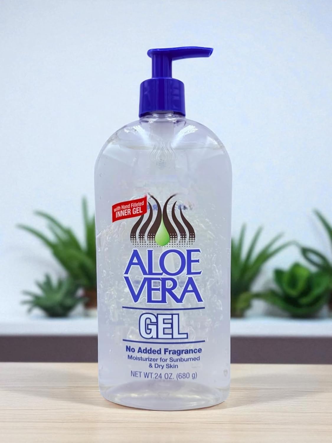 Aloe Vera Gel (24 oz) pack 2 – Pure, Stabilized Aloe Vera Gel for Face, Hair & Body – Soothing Sunburn Relief, Hydration & Skin Repair – No Added Colors or Fragrances.