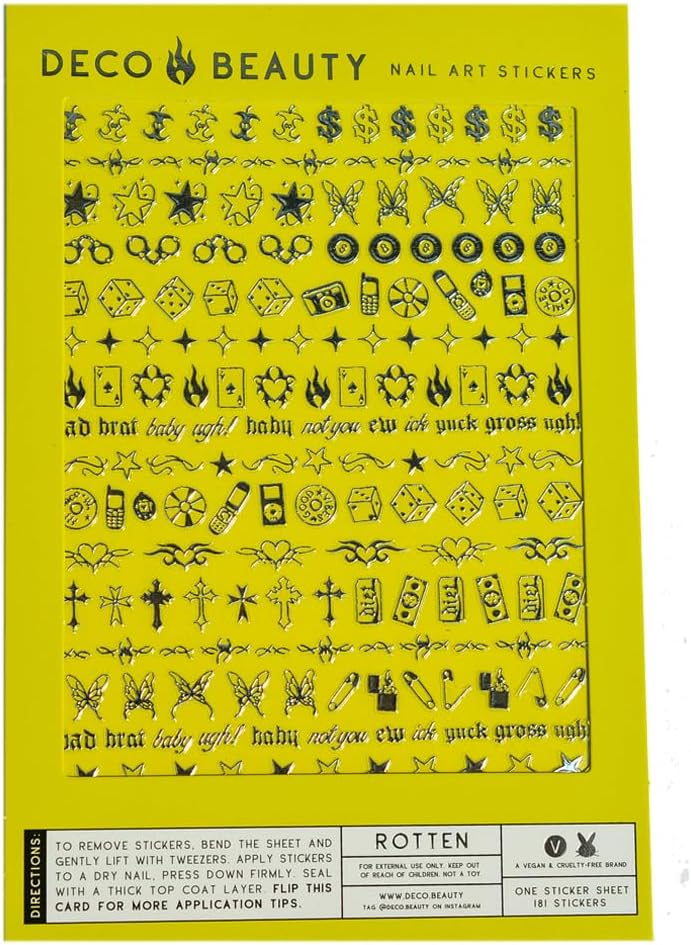 Rotten Nail Stickers - Lightweight & Easy-to-Apply Nail Art with Cute & Trendy Designs - Durable & Long-Lasting Nail Stickers for Women, Ideal for DIY Manicures