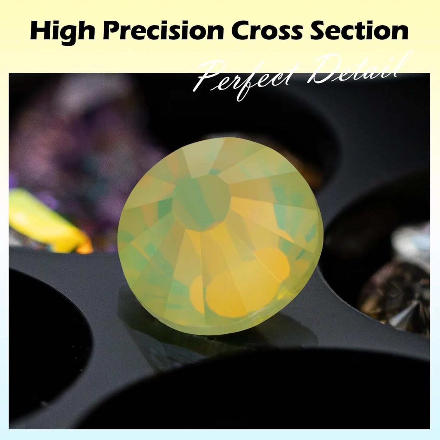 F Yellow Flatback Rhinestones, Glass Rhinestones for Nail Art and Craft, Glue Fix, Loose Crystal Gemstones(F Yellow, SS8, 1440pcs, 2.3-2.5mm)