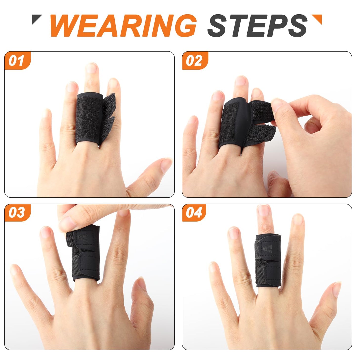 2PCS Finger Splints (No Metal Support) – Adjustable Compression Neoprene Finger Sleeves/Brace for Arthritis, Tendonitis & Pain Relief, Elastic Buddy Straps for Sports (Basketball, Tennis, Volleyball, Badminton) – Single Finger Design, L