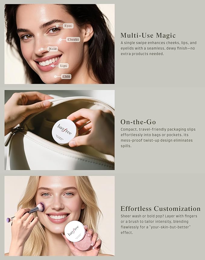 Multi Glow Balm, Cream Blush for Cheeks, Blush Balm Face Makeup, Radiant Finish, Hydrating, Creamy, Lightweight & Blendable Color, Face Makeup, 0.63 Oz