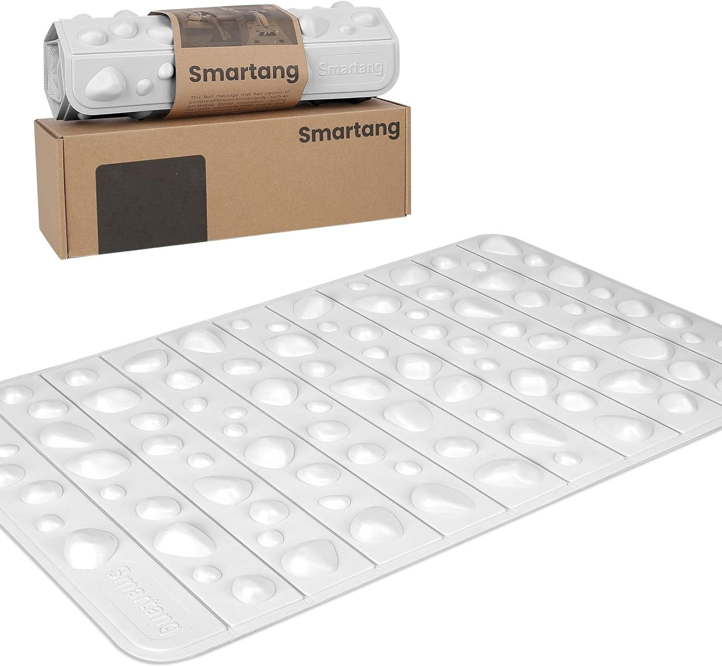 Smatrang High Elasticity Foot Acupressure Mat,Foldable Particle Foot Massager Mat,Foot Pressure Point Pad Mat,Foot Massage Pad for Relieve Foot Pain,Relieve Fasciitis (White, 12 * 20in)