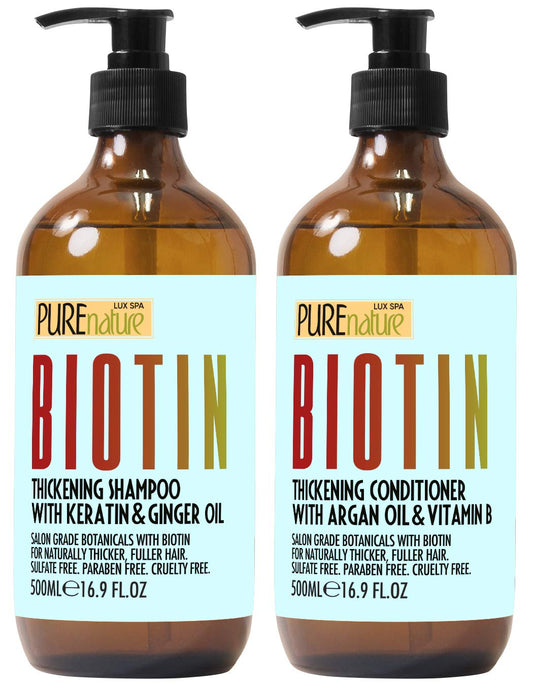 Biotin Shampoo and Conditioner Set - Volume Boosting Formula for Men and Women to Help Thinning Hair - Sulfate and Paraben Free with Thickening Properties - Volumizing Products to Improve Fullness
