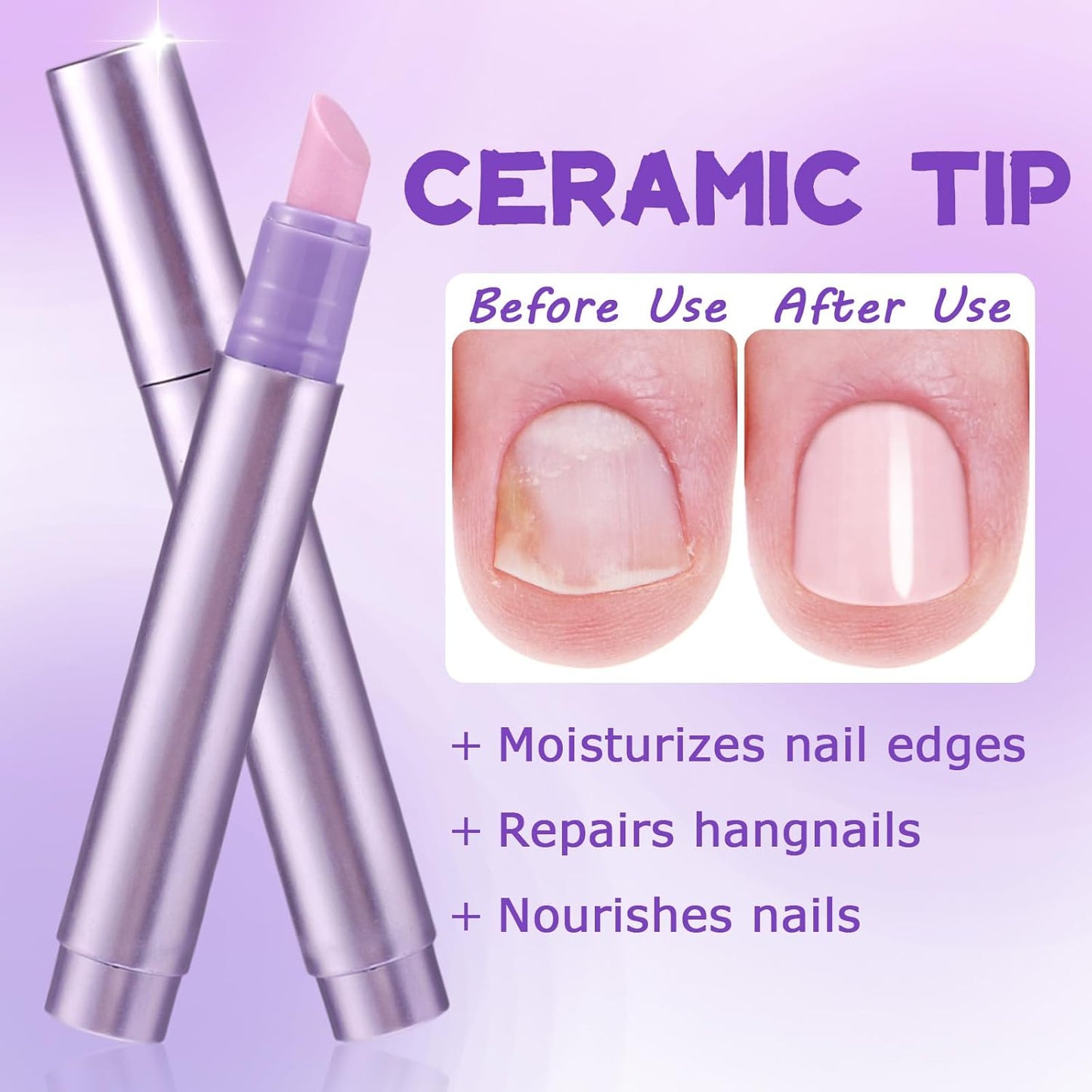 3 in 1 Cuticle Oil Pen, Nail Cuticle Remover Pen with Ceramic Tip Moisturize Strengthen Brighten Oil Applicators for Hangnails Dry Cracking Nails Repair