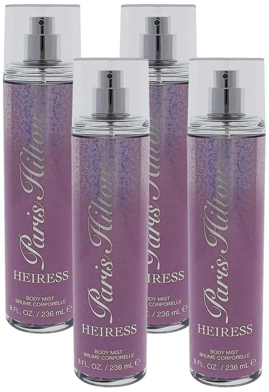 Paris Hilton Heiress for Women - 8 oz Body Mist Spray (Pack of 4)