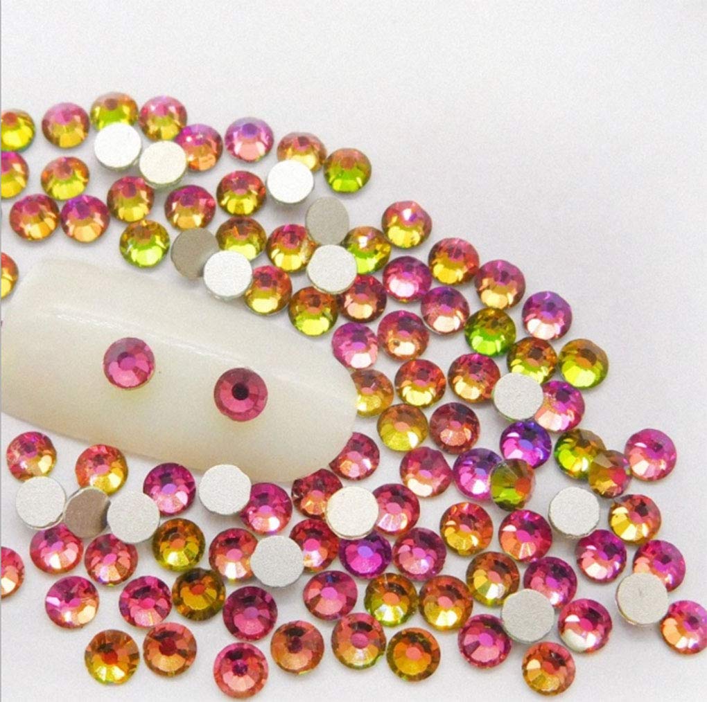 Rhinestones flat back gems round DIY decorative Nail Face and apparel accessories ss3-20 mix size(1440pcs five color)
