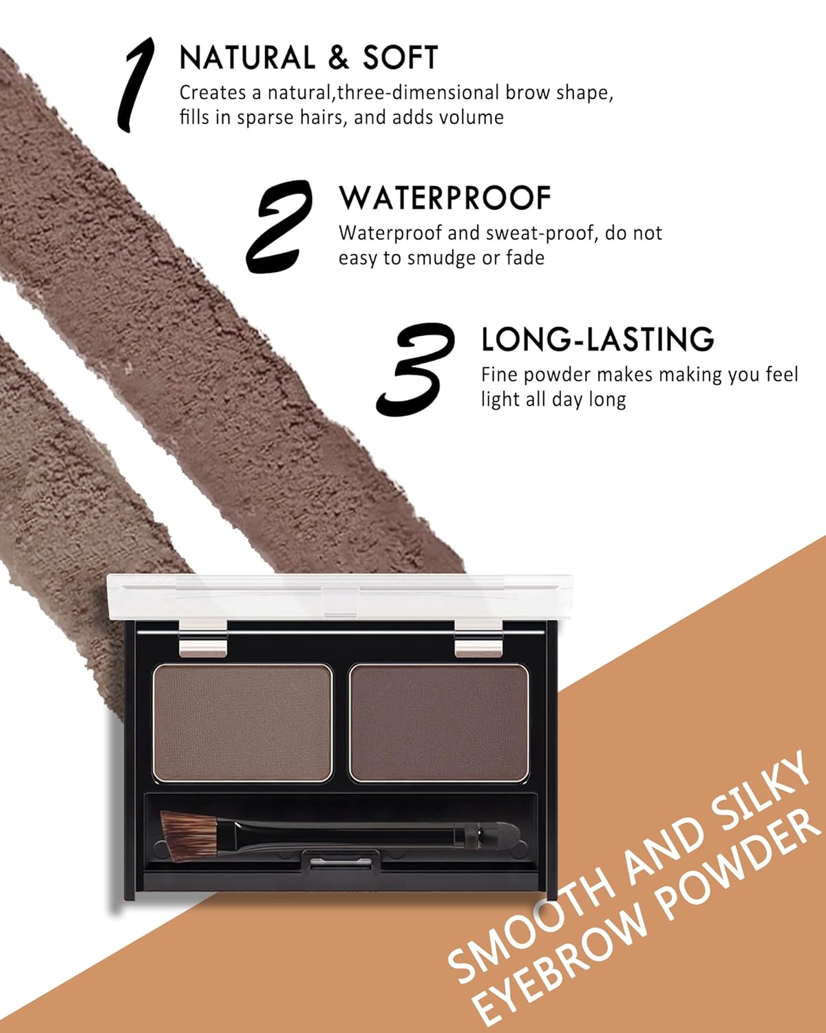 Waterproof Eyebrow Powder Kit-2 Colors Eye Brow Powder Tinted Palette Long Lasting Up to 16H,Dark Grey/Dark Brown Brow Filler Defined&Sculpt Natural Eyebrow Makeup Sparse Brow with Brow Brush&Razor-04