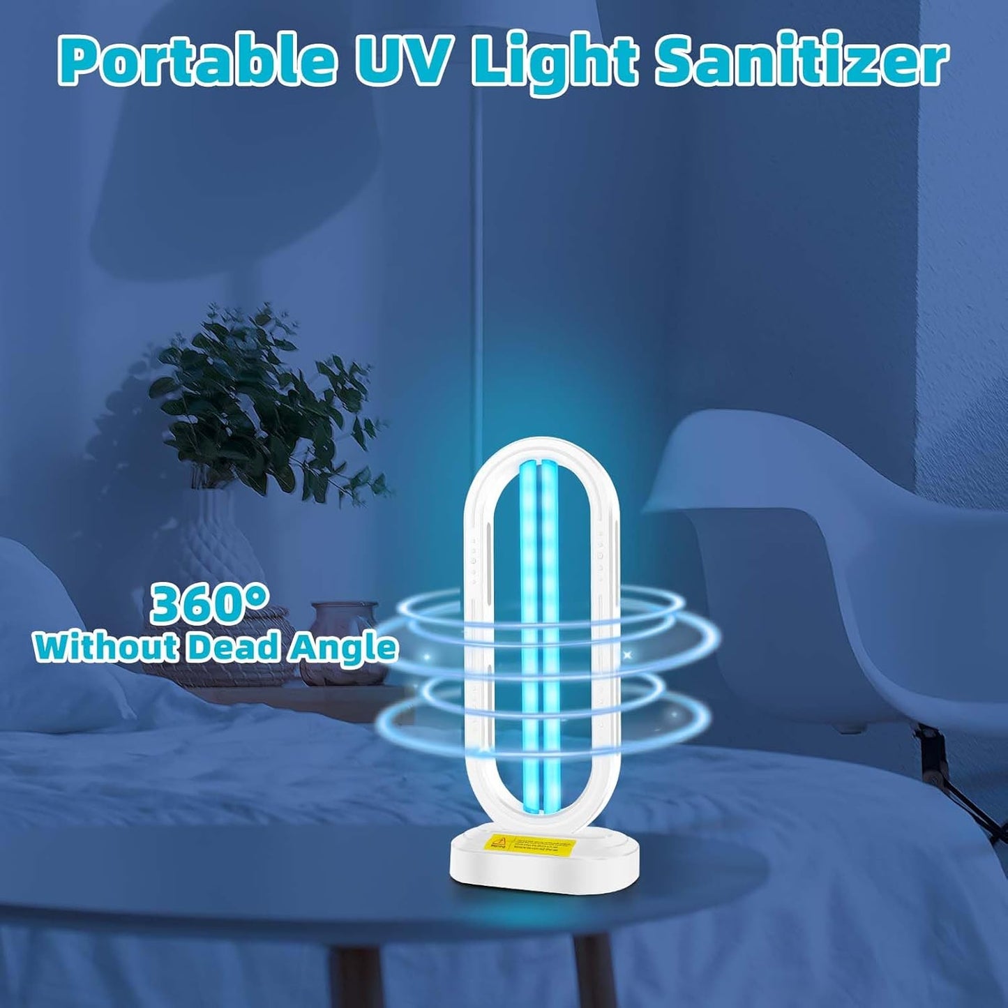 UV Light Sanitizer,4-Speed Timing and Remote Control UVC Home Disinfection Device,Portable Ultraviolet Light Sanitizer for Dust Mites,UV Lamp for Whole Room,White