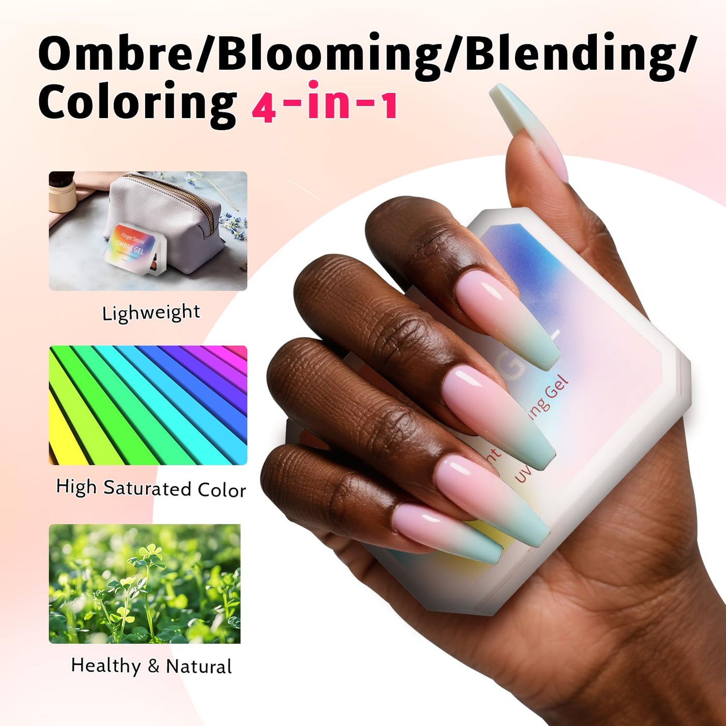 Sponge Pat Paint Nail Gel, Ombre Nails Gradient Gel Nail Blush Blooming Aura Nails Drawing Stripper Floral Painting DIY Nail Art, No Wipe, UV/LED Curing (12 Colors D)