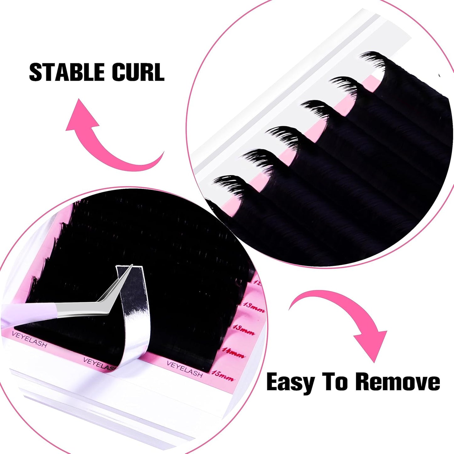 VEYES INC Cashmere Smart Fan Lash Extensions 0.03 0.05 0.07 C/CC/D Curl 8-20mm Mixed & Single Length, Super Matte Black Volume Lashes, Professional Supplies for Lash Techs (0.03 CC 12mm)