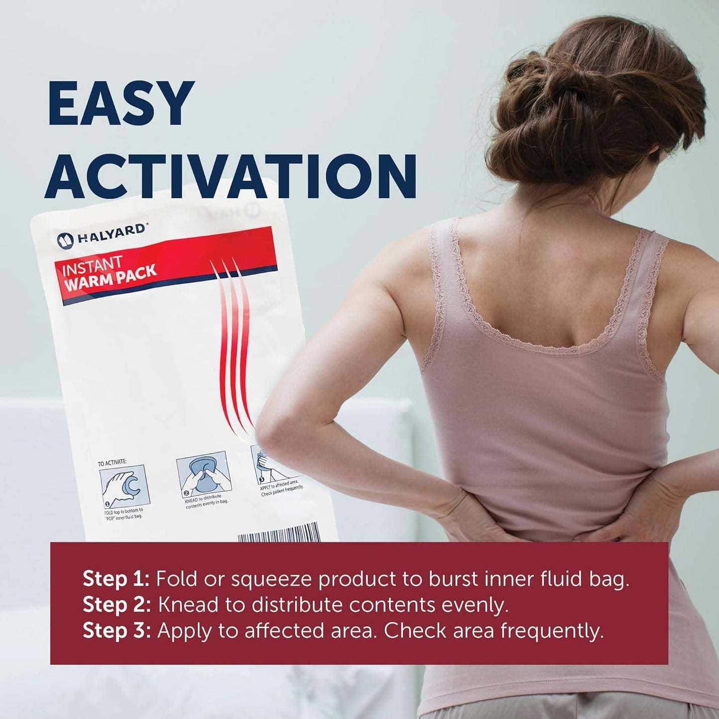 HALYARD Hot Compress Disposable Instant Warm Packs Heat Therapy Pain Relief 4 x 9 Inches, 24 Packs Per Case - 51789