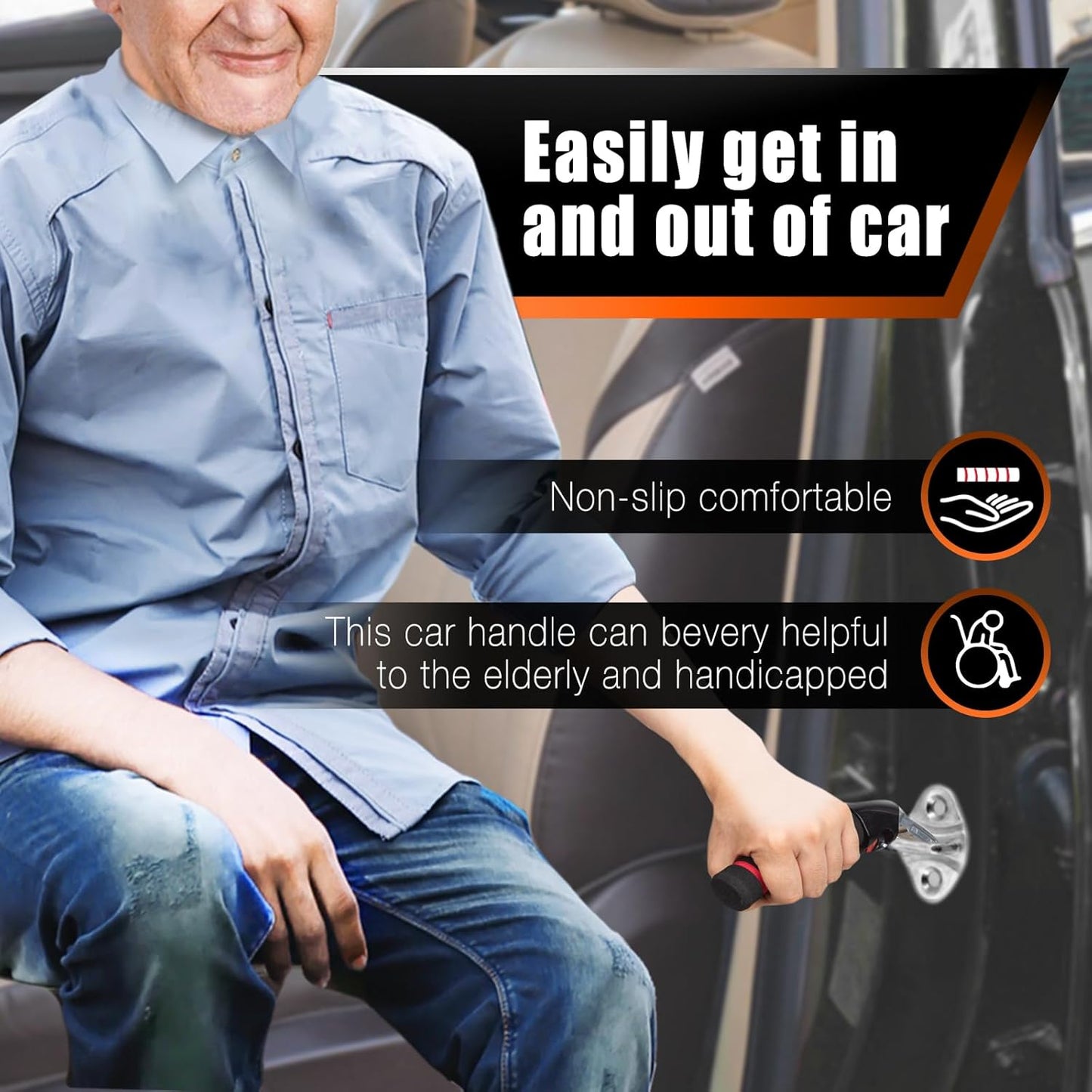 Car Handle Assist for Elderly Car Door Handle Multifunction Handle Car Door Latch Handle for Seniors and Handicapped(Red)