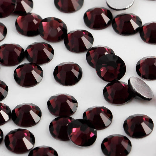 2000 PCS SS12 Flatback Rhinestones,12-Facet Diamond-Cut Glass Gems for Nail Art,Clothing,DIY Crafts,Glue-On Decoration Stones with Silver Backing,Amethyst