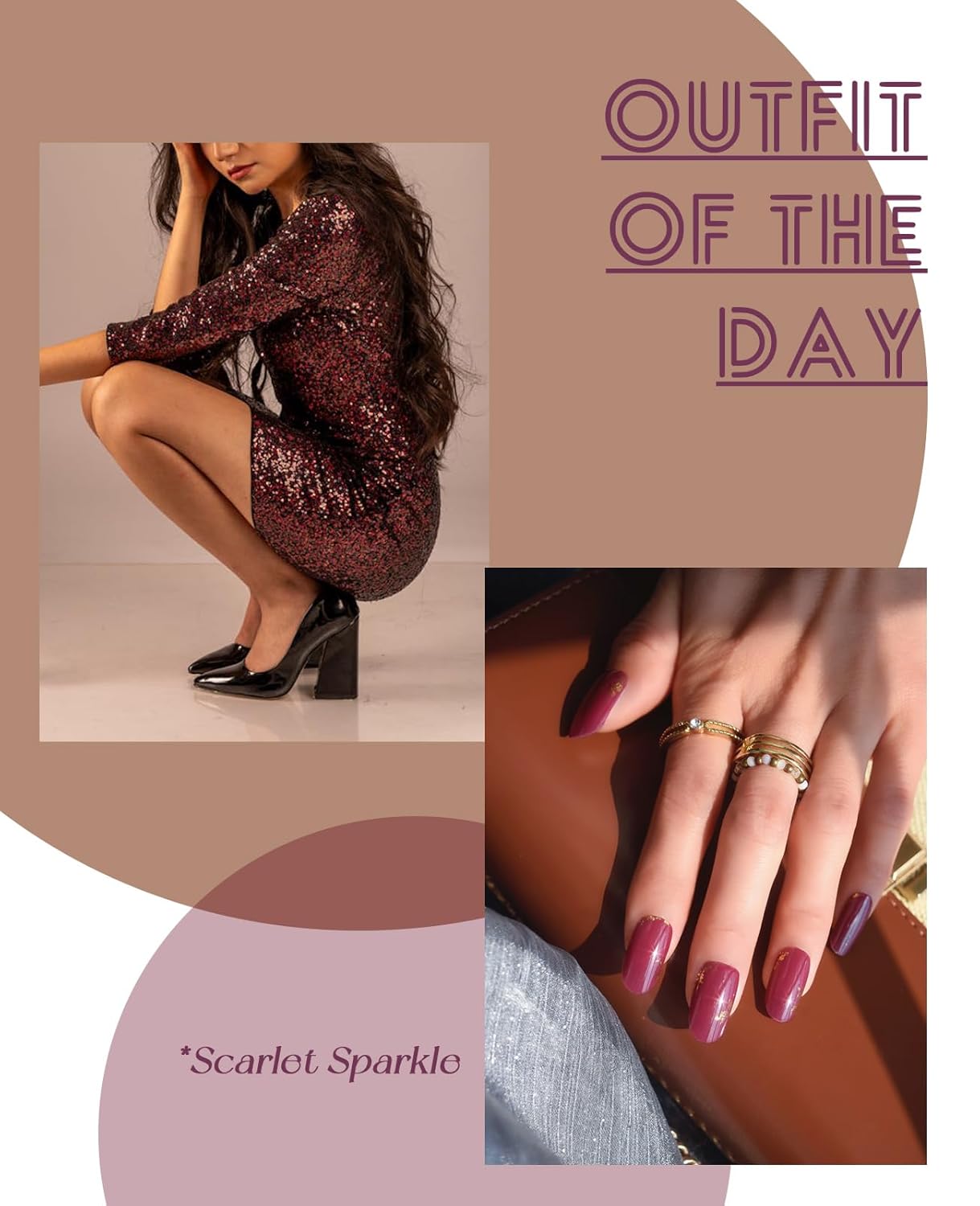 Semi Cured Gel Nail Strips, 20 pcs Nail Wraps, Glaze Stickers, Salon Quality French Manicure, Full Decal Gel Polish Strips, Long Lasting SCG, Easy on, UV Required (Scarlet Sparkle)