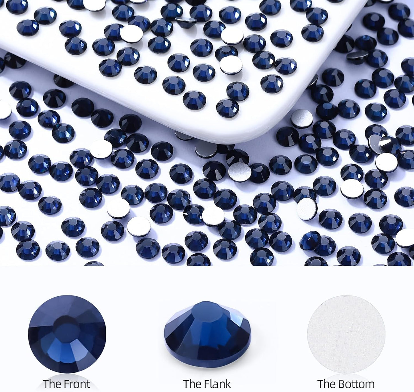 Montana Flatback Rhinestones, Glass Rhinestones for Nail Art and Craft, Glue Fix, Loose Crystal Gemstones(Montana, SS12, 1440pcs, 2.9-3.0mm)