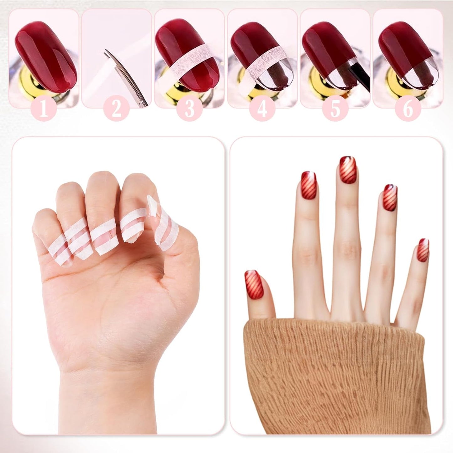 4 PCS White Nail Tape Nail Art Striping Tape Nails Art Striping Tapes Removable Paper Nailes Tapes French Tip Tapess for DIY Decoration Design French Style Manicure (0.5.0.8,1,1.2cm)