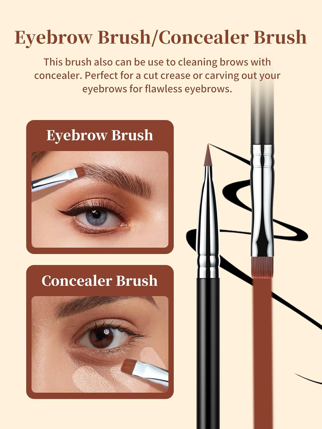 EIGSHOW Flat Eyeliner Brush, Professional Precise Eyebrow Concealer Brush for Sharp Defined, Eye Liner Application with Gel Liquid Cream Powder (E808)