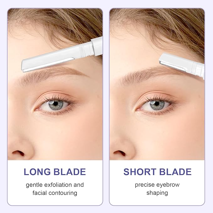 Dermaplane Razor for Women Face & Eyebrow - Dermaplaning Tool for Peach Fuzz Facial Hair Removal,High Precision Blade for Smooth Skin (White, 6 Count)