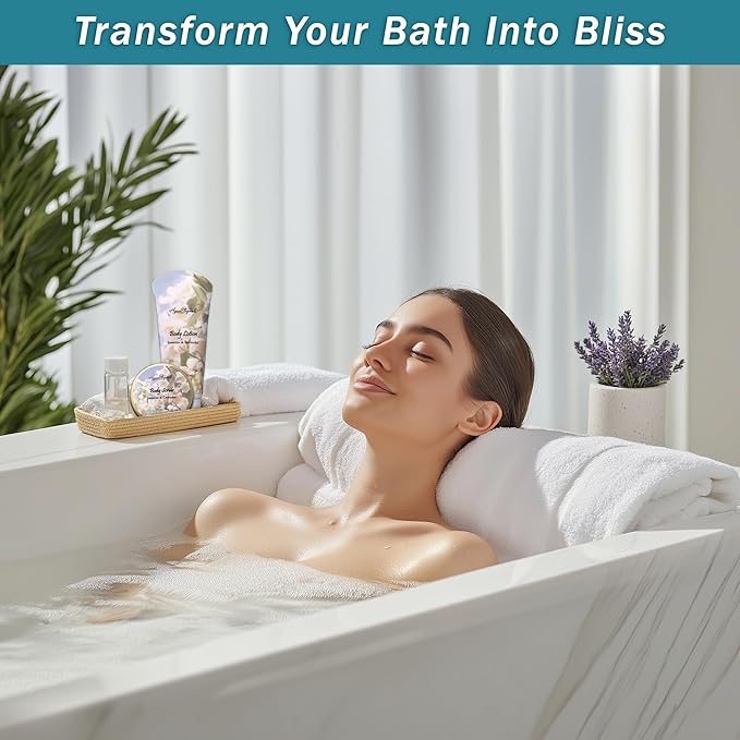 Spa Gift Baskets For Women - Luxury Bath Set With Jasmine & Lavender - Spa Kit Includes Body Wash, Bubble Bath, Lotion, Bath Salts, Body Scrub, Body Spray, Shower Puff, and Towel