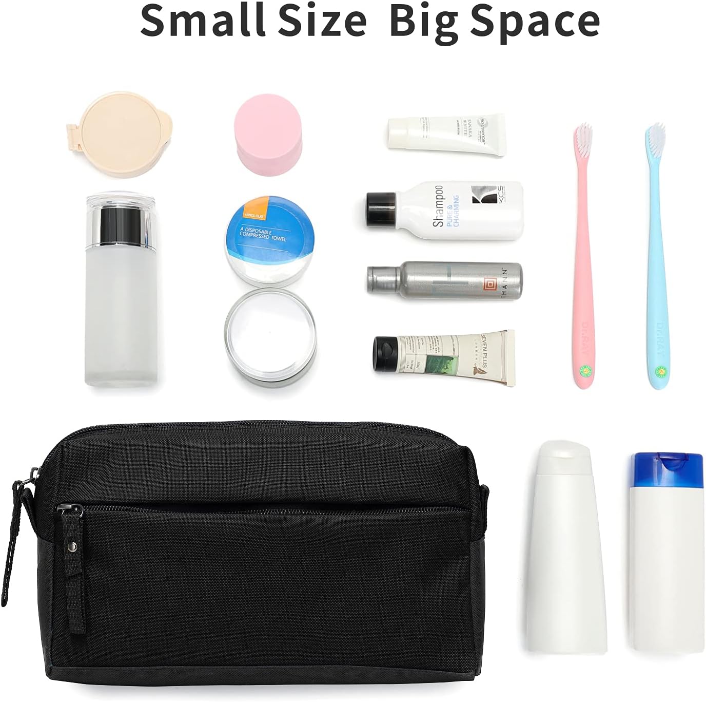 BuyAgain Toiletry Bag, Toiletry Travel Bathroom Bag Waterproof Cosmetic Make up Pouch Dopp Kit For Men or Women, Black