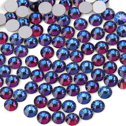 beadsland Flat Back Crystal Rhinestones Round Gems, Blue Volcano (2.3-2.5mm) SS8/1440pcs